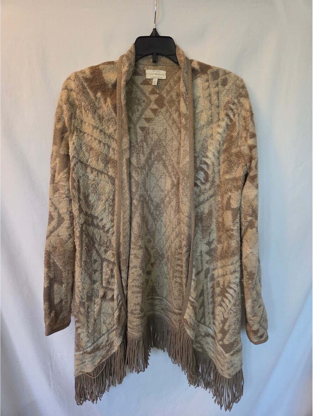 Lucky Brand Women's Fringe Open Front Cardigan Sweater XS